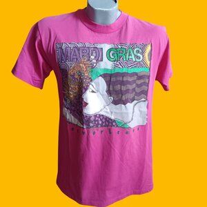 Vintage T-Shirt Large Sngle Stitch 1990 R Murina Mardi Gras Hanes New Orleans